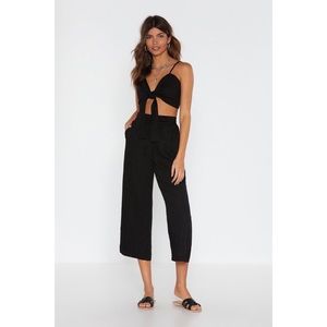 Nasty Gal Cropped Linen Wide Leg Pants